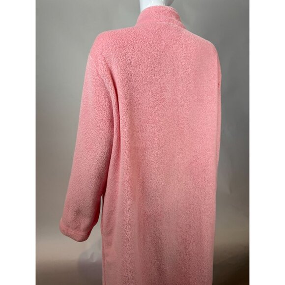 Adonna Pink Fleece Zip-Up Long Robe XL Full-Length Cozy Loungewear - Picture 9 of 16
